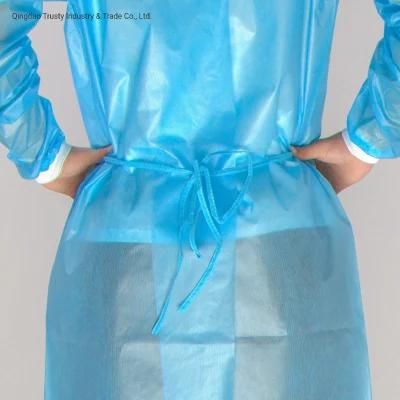 Disposable Isolation Gown Non Sterile with Knitted Cuffs PP+PE CE FDA