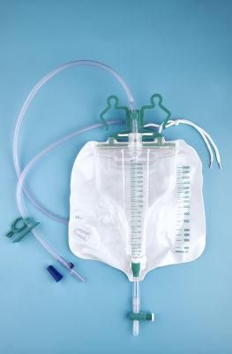 CE Approved 2000ml Disposable PVC Orsterilize Urine Drainage Bags Urine Container with T-Valve