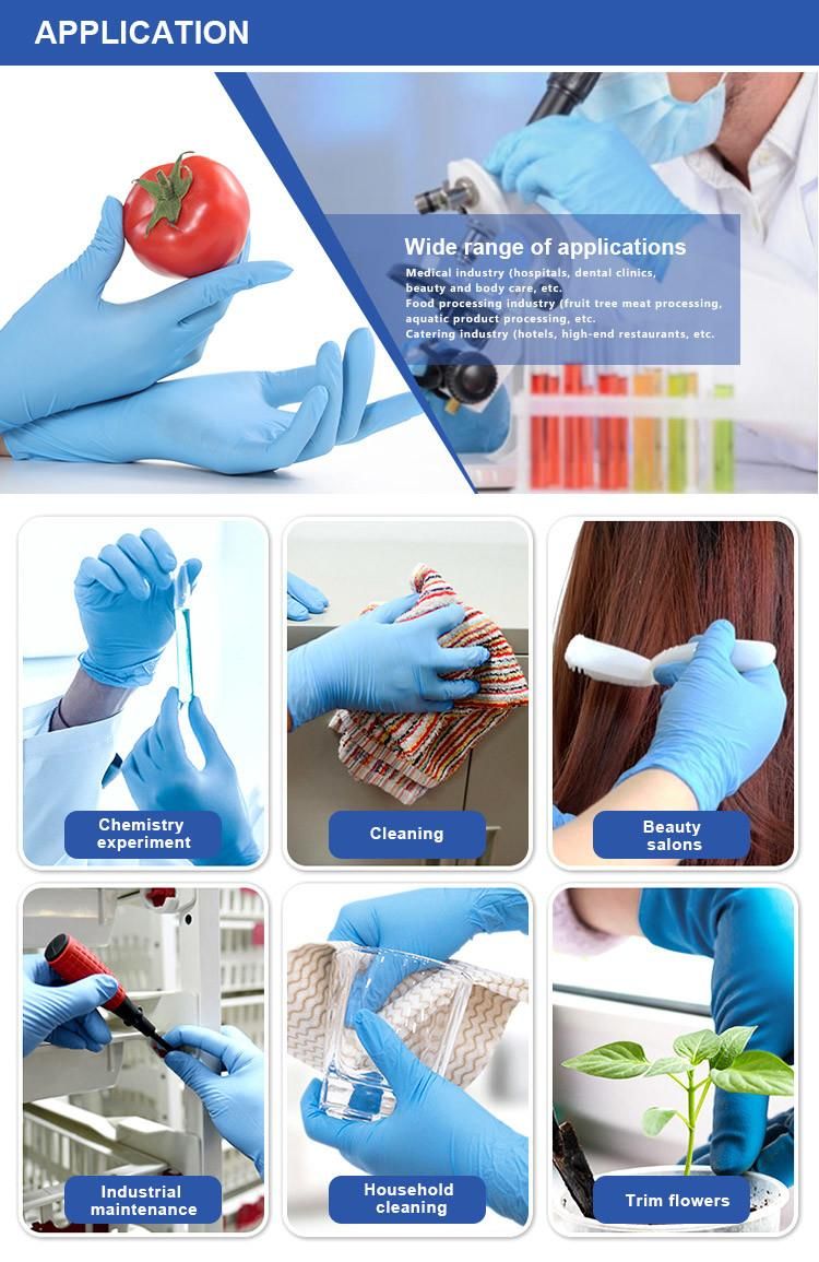 Disposable Blue Nitrile Gloves Powder Free Industrial Blue Nitrile Gloves