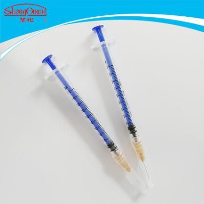 0.5ml 1ml 50u Disposable Medical Orange Cap Insulin Syringe