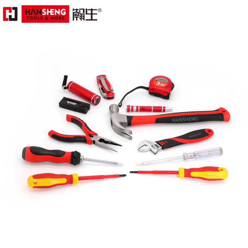 Professional Hand Tools, Plastic Toolbox, Combination, Set, Gift Tools, Made of Carbon Steel, CRV, Polish, Pliers, Wire Clamp, Hammer, Wrench, Snips