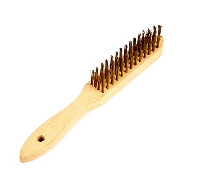 Wooden Handle Soft Steel Brass Coated Wire Brush