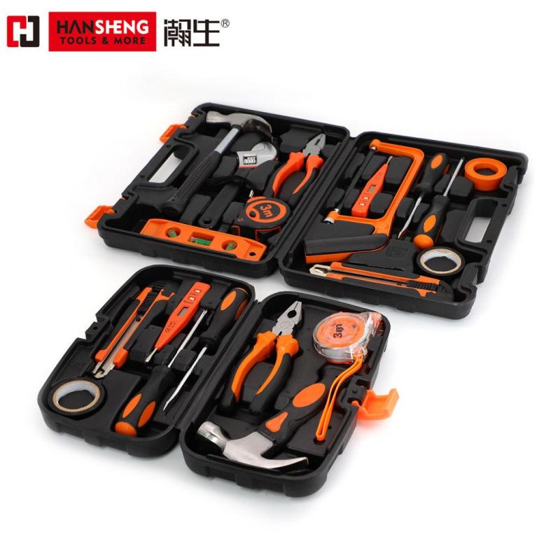 12 Set, Household Set Tools, Plastic Toolbox, Combination, Set, Gift Tools, Made of Carbon Steel, Polish, Pliers, Wire Clamp, Hammer, Wrench, Snips