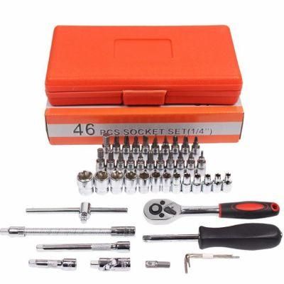 46PCS 1/4&quot; Dr Cr-V Car Repair Tools Socket Wrench Set