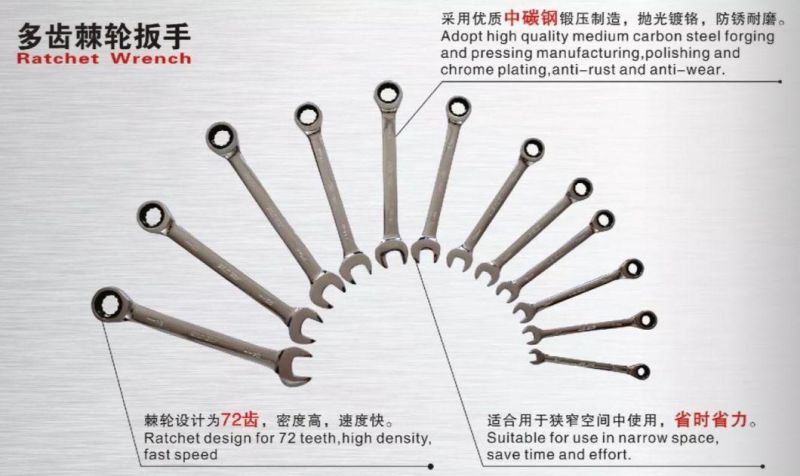 Short Combination Ratchet Wrench 8-24mm