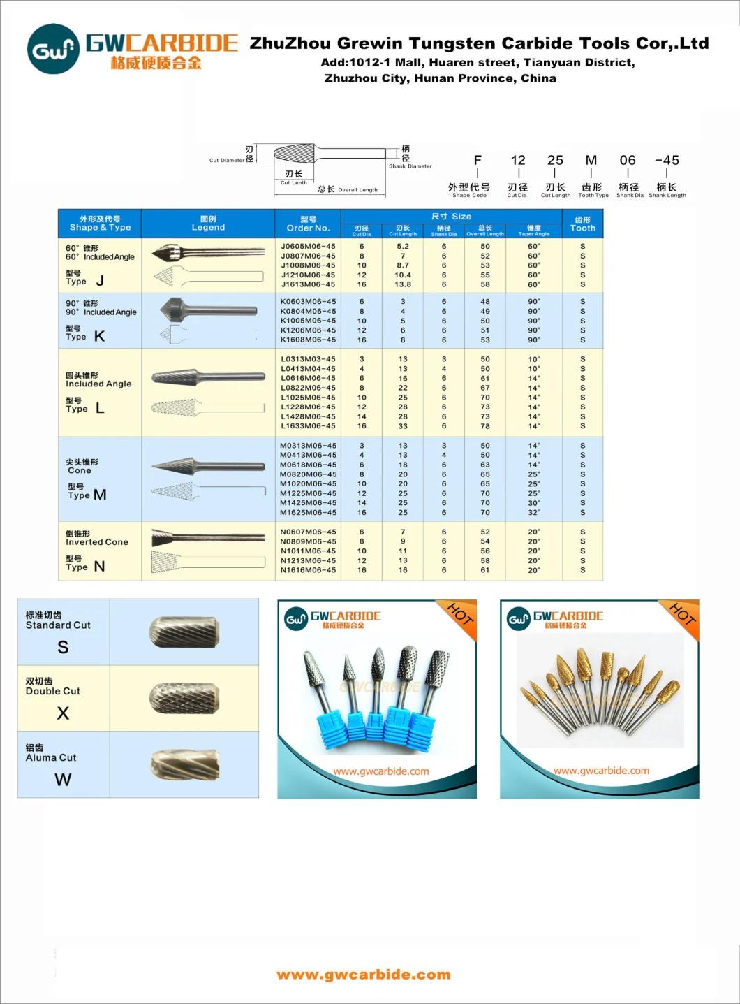 Grewin-M0313m03 Solid Carbide Rotary Burr Set Rotary Cutter Files CNC Engraving Tool