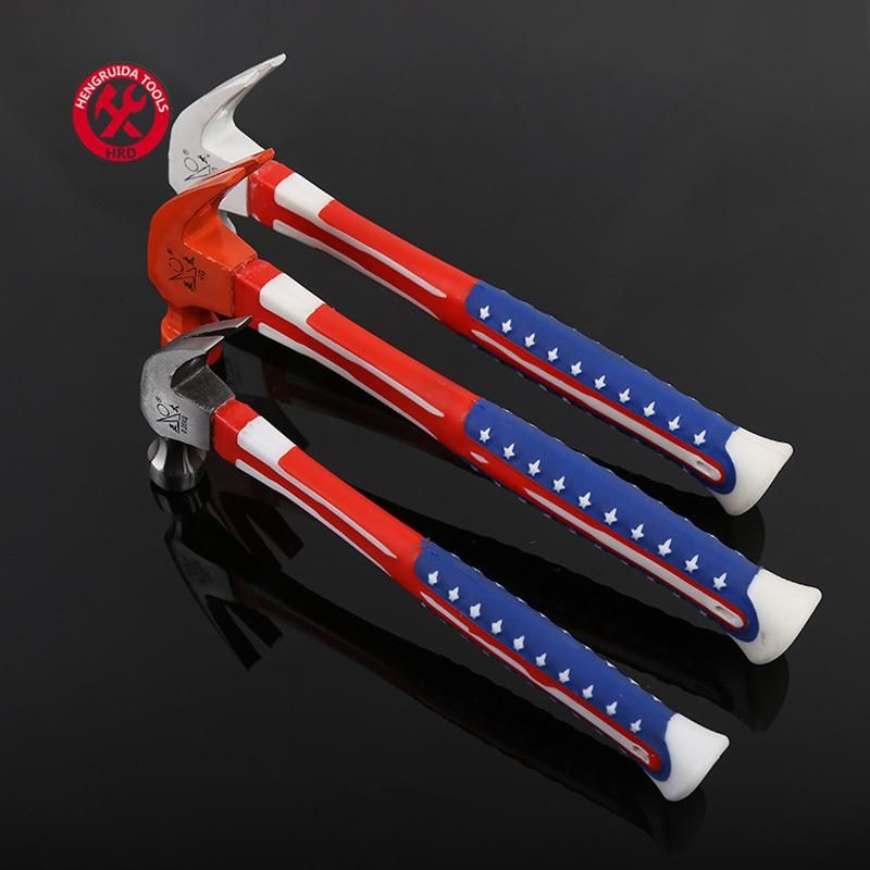 Claw Hammer with USA Flag Handle Polished Drop Forged