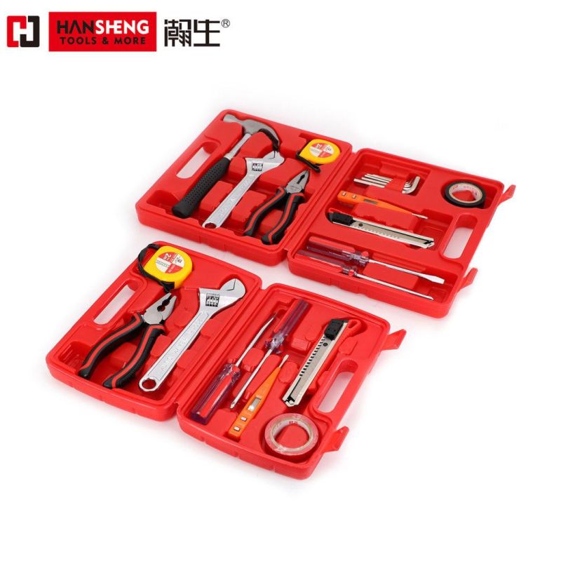 Professional Hand Tools, Plastic Toolbox, Combination, Set, Gift Tools, Made of Carbon Steel, CRV, Polish, Pliers, Wire Clamp, Hammer, Wrench, Snips