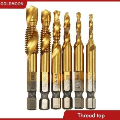 6PCS M3-M10 Fully Ground HSS 6542 Straight Flute Drill Bit Thread Tap for Metal