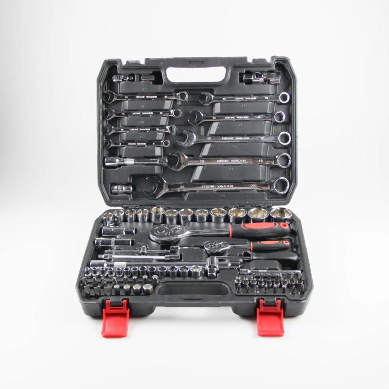 82PCS Cr-V Hand Tool Socket Set Ratchet Wrench for DIY Level