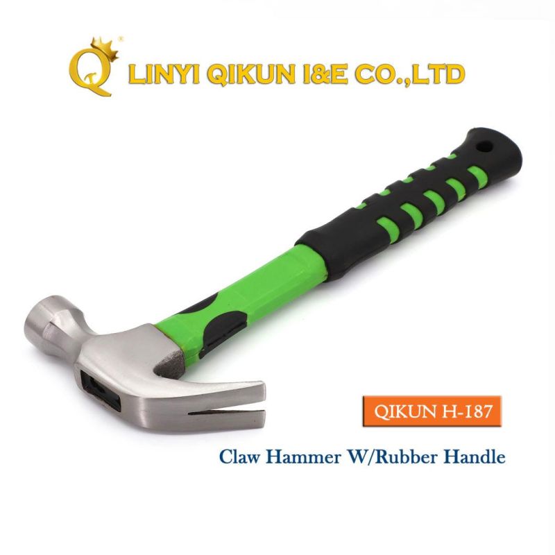 H-182 Construction Hardware Hand Tools American Straight Type Claw Hammer with Plastic Coated Handle