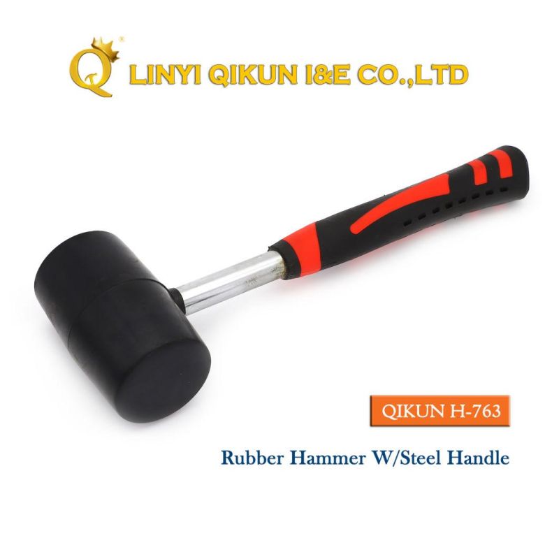 H-755 Construction Hardware Hand Tools Rubber Plastic Hammer with Wooden Handle