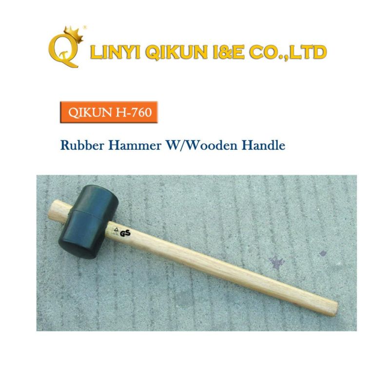 H-752 Construction Hardware Hand Tools Rubber Plastic Hammer with Wooden Handle