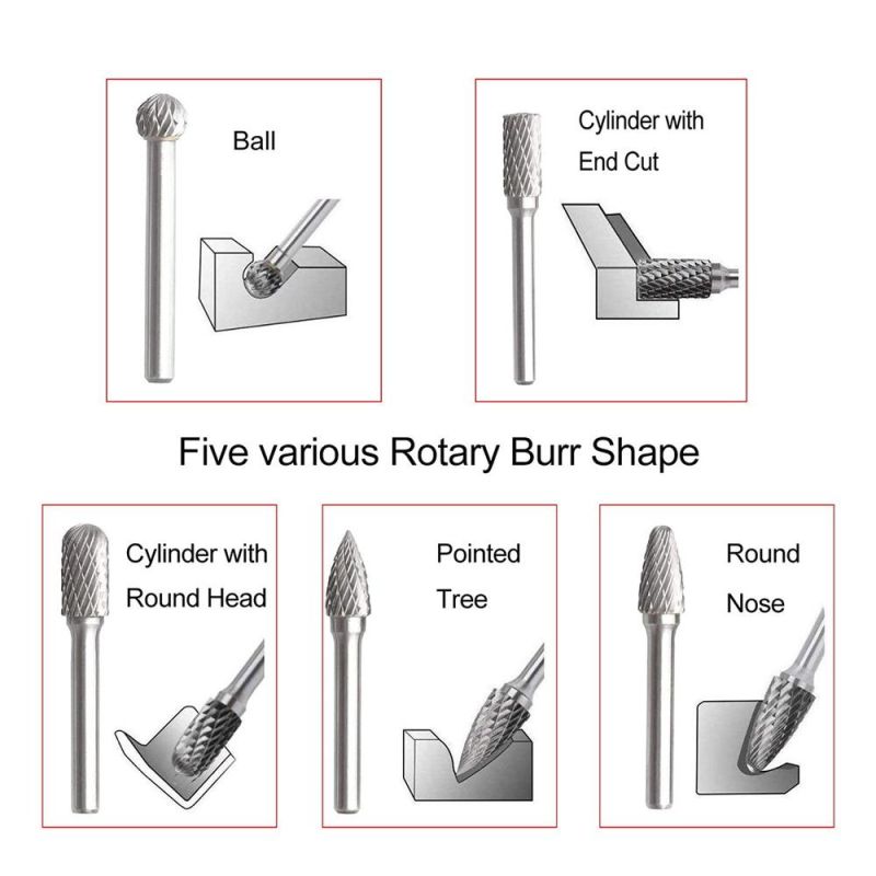 Steel Tungsten Carbide Rotary Burrs Grinding Tools Head of Wood Working Carbide Cutter