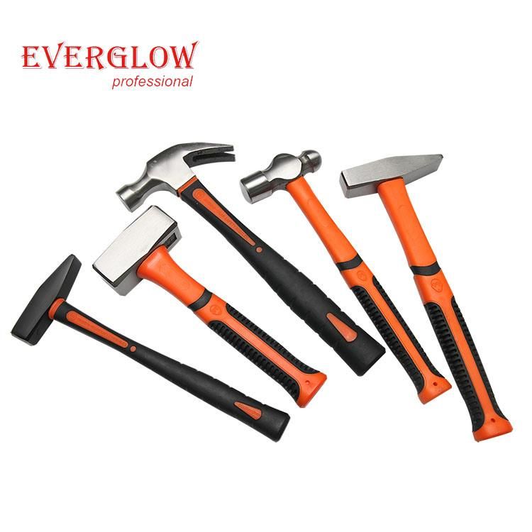 Professional Carbon Steel Claw Hammer with Fiberglass Handle