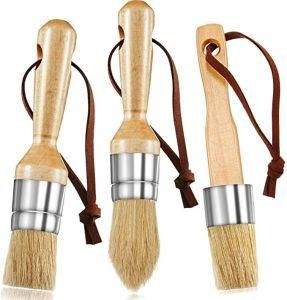 Burlywood Flat Pointed and Round Chalked Paint Brushes