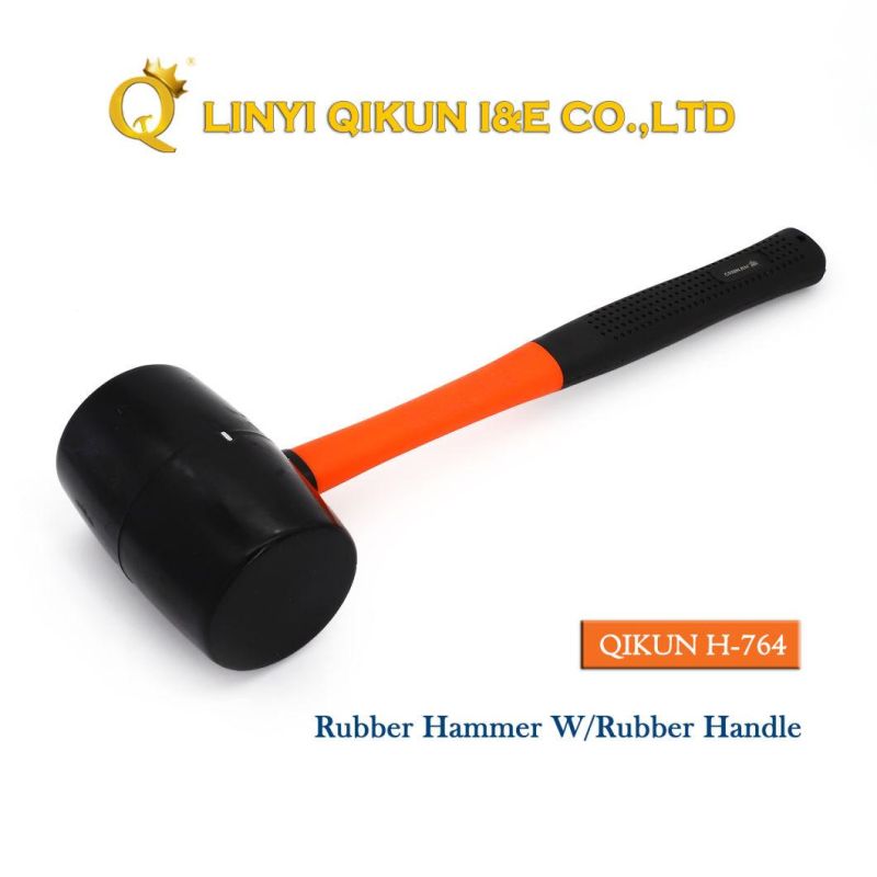 H-755 Construction Hardware Hand Tools Rubber Plastic Hammer with Wooden Handle