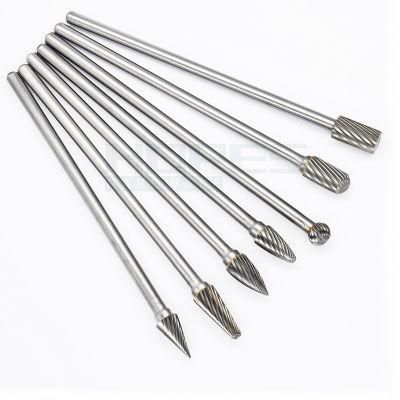 Extra Length 100mm 150mm 200mm Solid Carbide File Rotary Burr with Single Cut Tooth 6mm Shank Grinding Bits