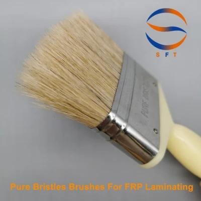 OEM Plastic Handle Solvent Resistant White Bristle FRP Laminating Brushes