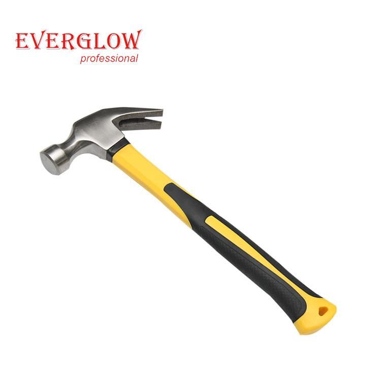 Professional Carbon Steel Hand Tool Fiberglass Handle Claw Hammer