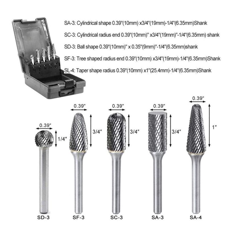 High Speed Grinder Flexible Rotating Double Cut Tungsten Carbide Rotary Burrs Burr Set Single Cut