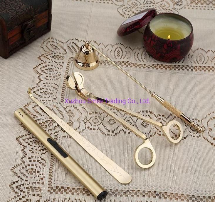 Wholesale Factory Direct 4 in 1 Candle Wick Trimmer Dipper Candle Snuffer with Tray Candle Accessories Scissors Set