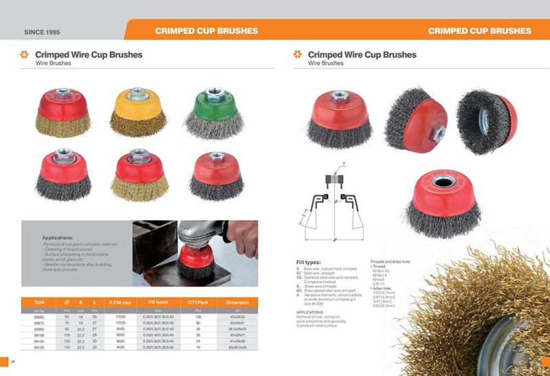 Brass-Coated Crimped Wire Cup Brush for Angle Grinder