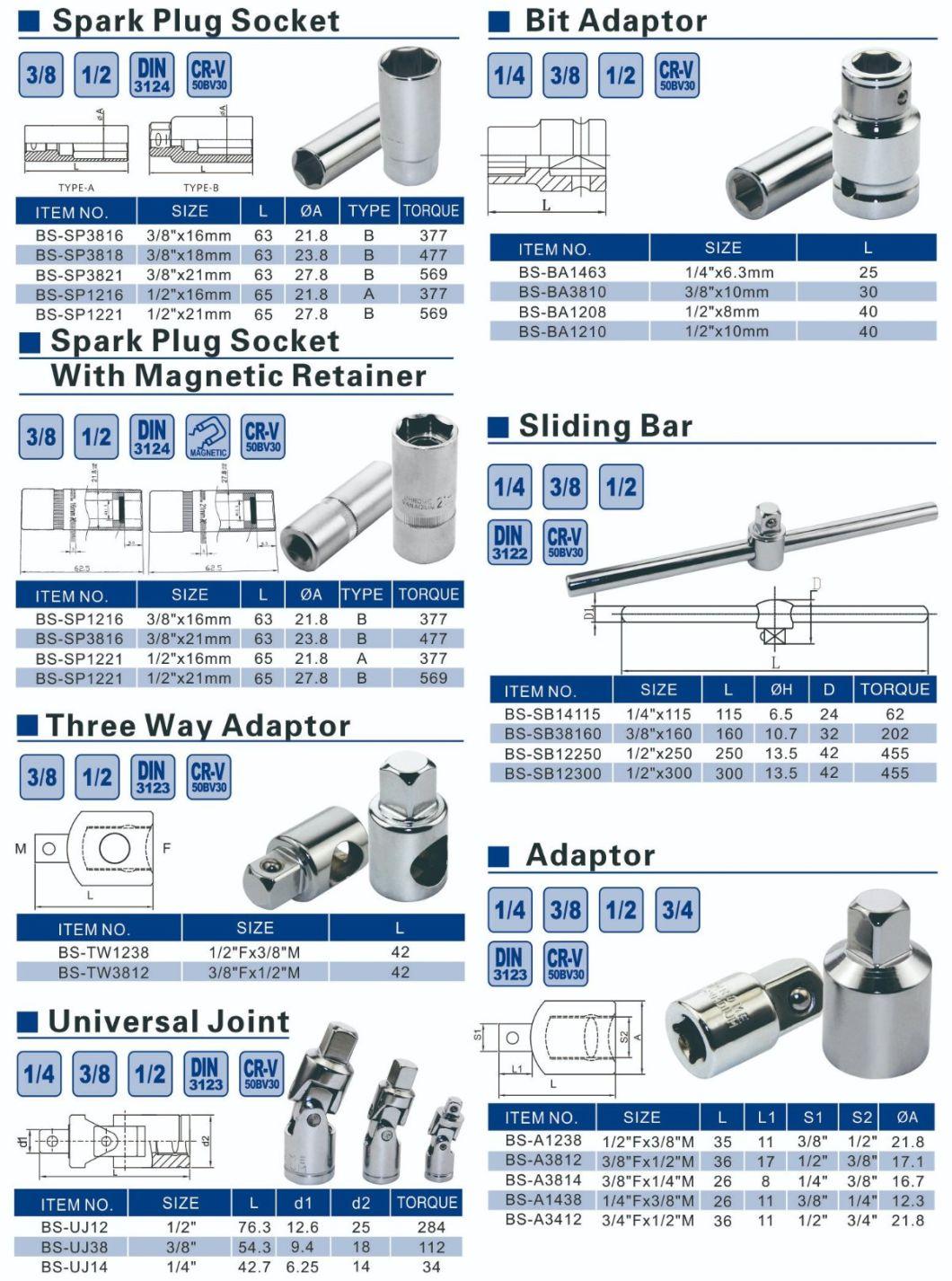 Mirror Chrome Cr-V Adaptor for Socket Wrench Spanner