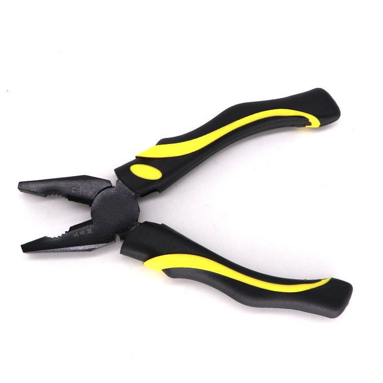 Professional Screw-Thread Steel TPR Handle Black Pliers