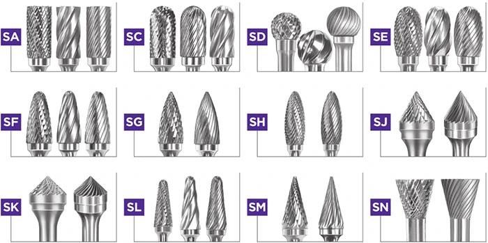 H-Flame Shape Coated Blue Tungsten Carbide Burss With Standard Sizes