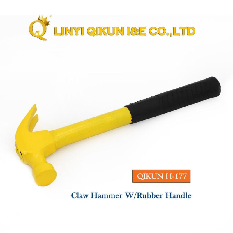 H-177 Construction Hardware Hand Tools American Straight Type Claw Hammer with Plastic Coated Handle