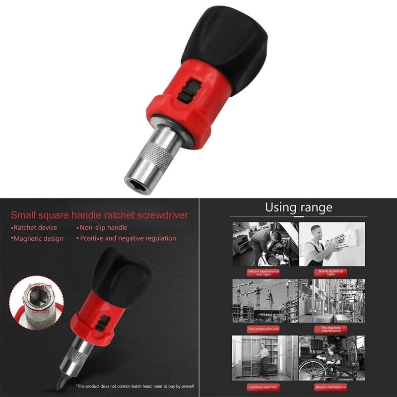 Small Square Handle Ratchet Screwdriver, 6.35mm Inner Hexagon Socket, Mini Ratchet Screwdriver