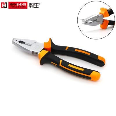 Professional Combination Pliers, High Quality, Made of Cr-V, Heat Treatment, Pearl-Nickel Plated, Nickel Plated PVC Handles, German Type, 6&quot;, 7&quot;, 8&quot;