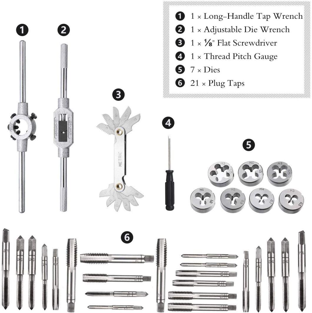 32PCS Alloy Steel Metric Spiral Pointed Screw Tap Die Set