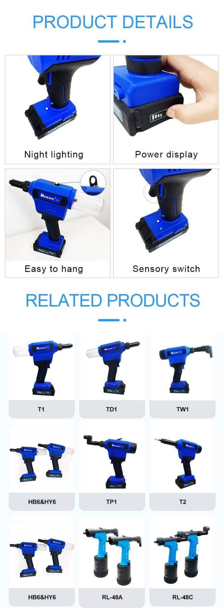 Stroke 27mm 4.8-8.0mm Blind Rivets Lithium Battery Rivet Tool