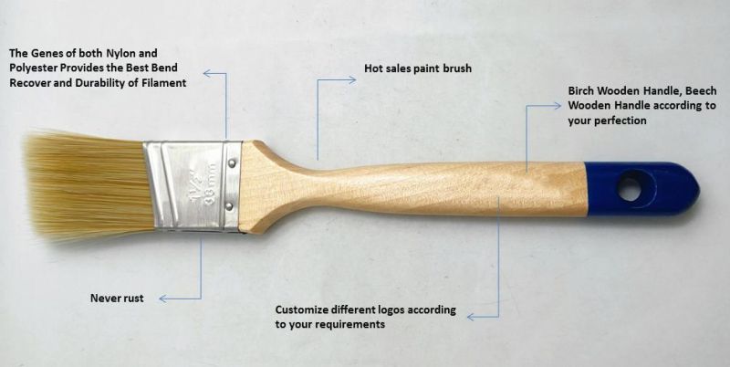 Chopand Chinese High Quality & Professional Pure Polyester Wooden Handle with 2inch Stainless Steel Paint Brush