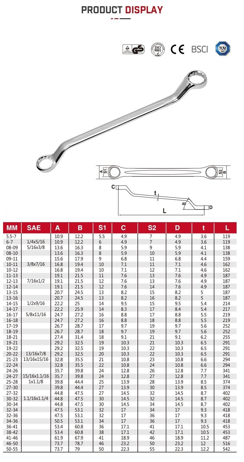 High Quality and Durable Mirror Polished Offset Ring Spanner