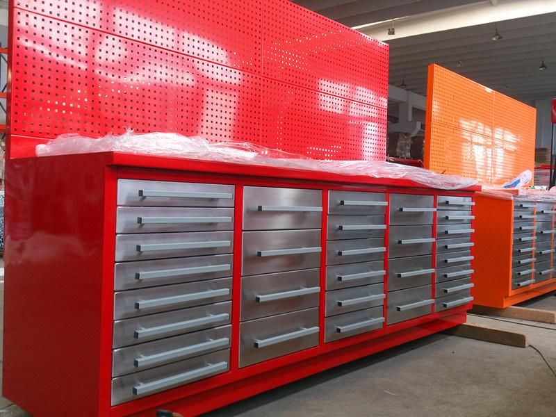 Stainless Steel Garage Customzied Drawer Workbench Tool Cabinet with Peg Board