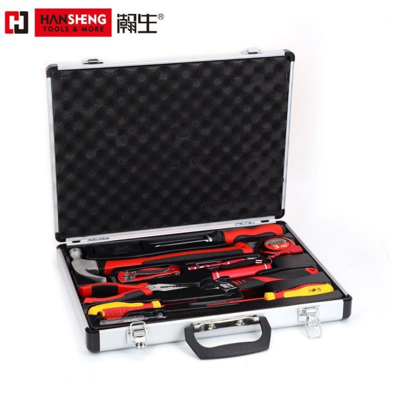 Household Set Tools, Plastic Toolbox, Combination, Set, Gift Tools, Made of Carbon Steel, CRV, Polish, Pliers, Wrench, Wire Clamp, Hammer, Snips, 9set