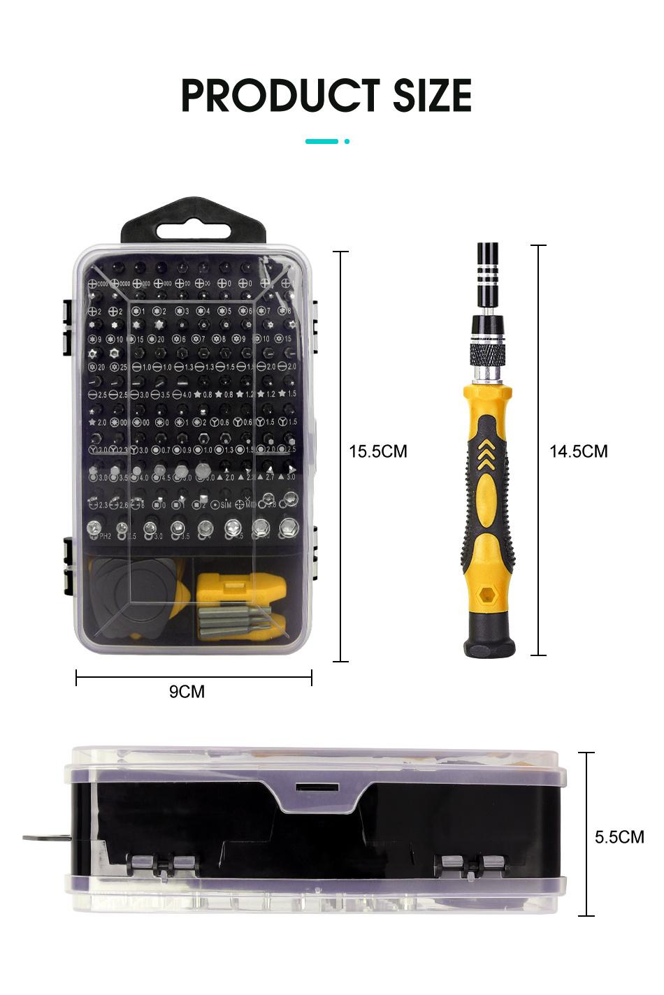 122 in 1 Screwdriver Set Dismountable Cr-V Precision Screwdriver Multitool Phillips Slotted Torx Bits Repair Tools