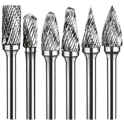 1/4 Shank Burrs Tool Bit 6mm 3mm Double Cut Carving Grinder Bit Engraving Tungsten Carbide Burr Set