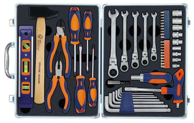 53PCS Hardware Wrench&Pliers Aluminium Case Hand Tool Kit