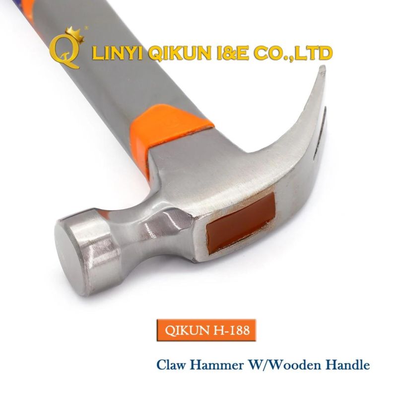 H-184 Construction Hardware Hand Tools American Straight Type Claw Hammer with Wood Handle