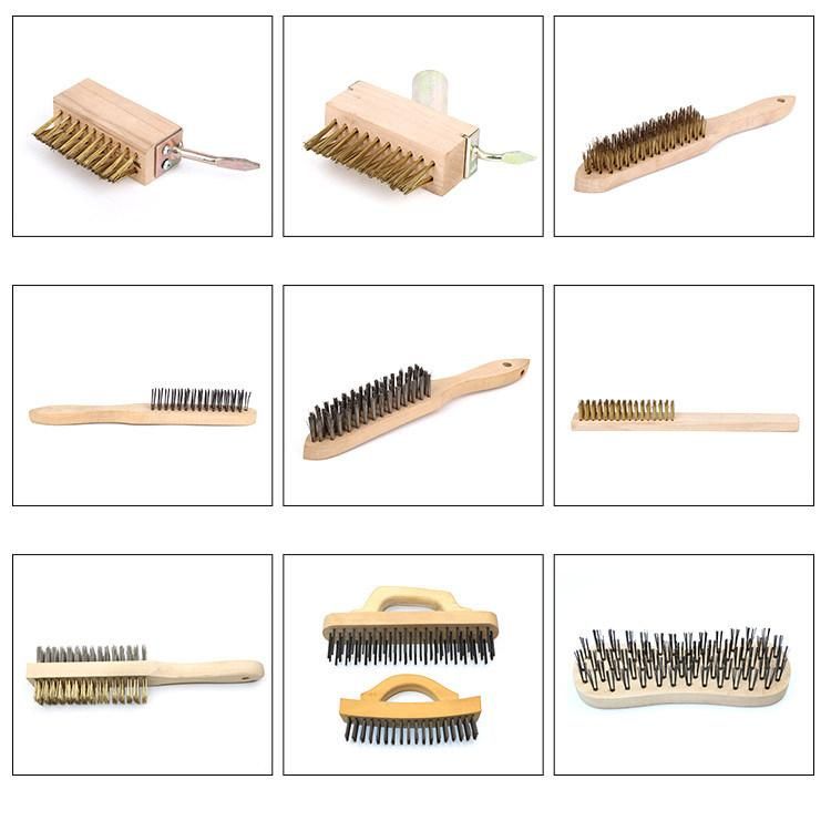 Wooden Handle Soft Steel Brass Coated Wire Brush