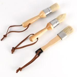 3PCS Premium Pure Bristles Chalk Paint Brush with Wooden Handle for Furniture