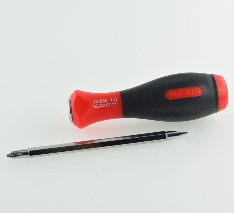 6.35mm Cr-V Hexagonal Blade Soft Grip Hand Tools 2-Way Screwdriver