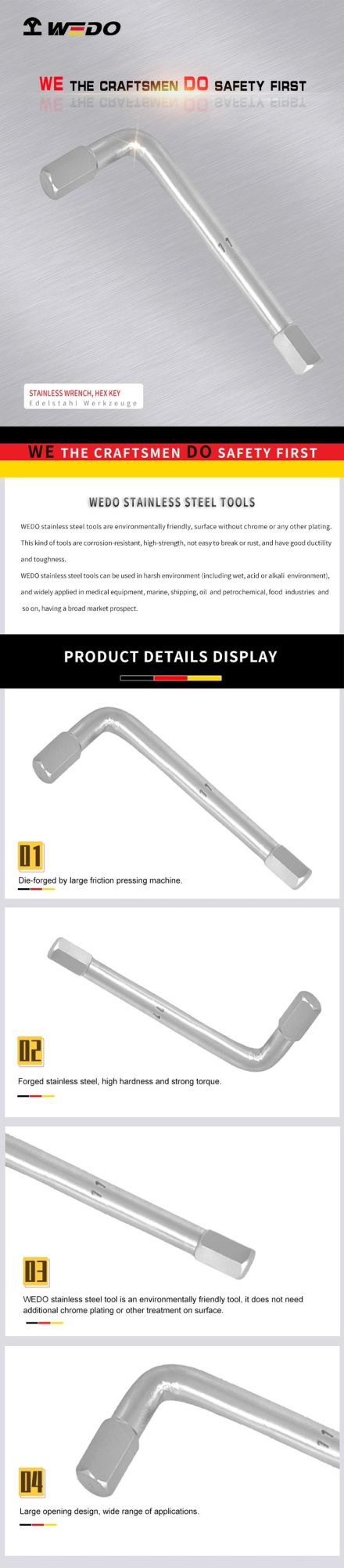 Wedo Stainless Steel SUS304 SUS420 Anti-Corrosion Rust Proof Allen Key