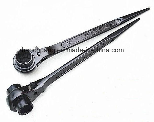 Cr-V Double Size Reversible Scaffolding Ratchet Wrench