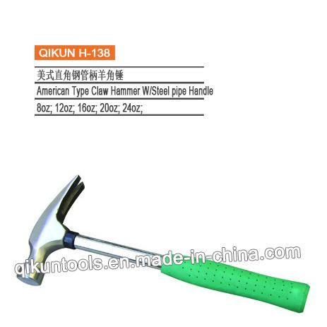 H-133 Construction Hardware Hand Tools American Straight Type Claw Hammer with Plastic Coated Handle