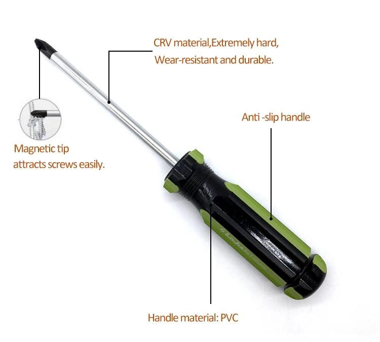 Slotted Screwdriver Non-Slip Handle Magnetic Tip Cross Head Screwdriver